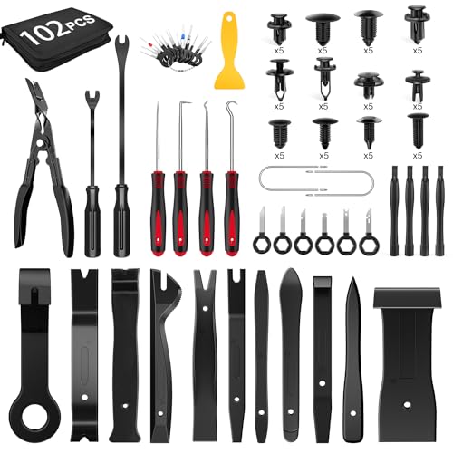 GOOACC 102Pcs Car Push Retainer Clips & Auto Fasteners Assortment - color: 102Pcs Black