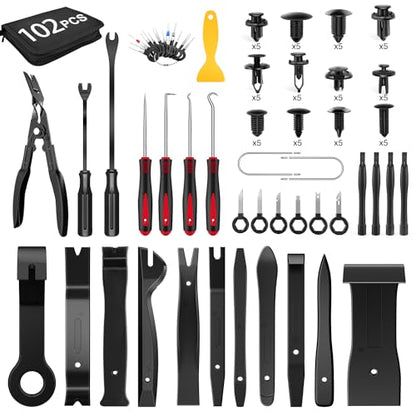 GOOACC 102Pcs Car Push Retainer Clips & Auto Fasteners Assortment - color: 102Pcs Black