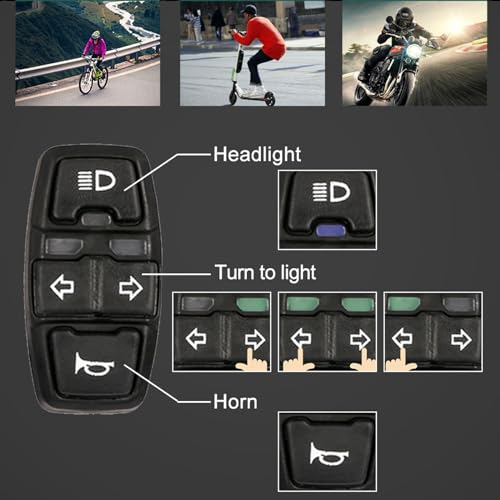 Universal Motorcycle Turn Signal Switch Ebike Light and Horn Switch 3 in 1 - style: 3-in-1 switch DK336