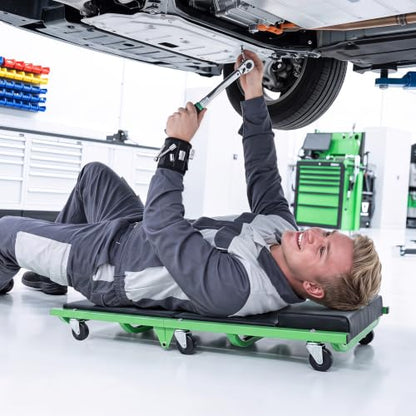 Goplus Foldable Mechanic Creeper with 360° Swivel Wheels, - color: Green, size: 36"