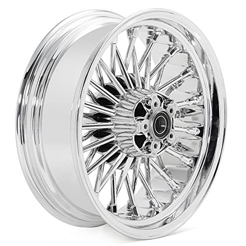 TOFR 18x3.5 16x5.5 Chrome Fat Spoke Wheels For Harley Softail Chopper 06-17 - color: Chrome, size: Front：18x3.5 Rear：16x5.5