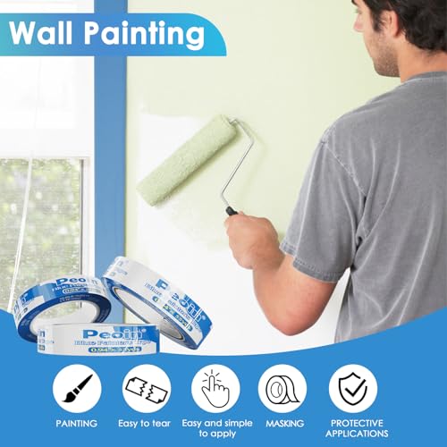 48 Roll Blue Painters Tape 1 Inch Wide Bulk Masking Paint Tape 0.94inx55yds - size: 0.94 Inch X 48 Rolls