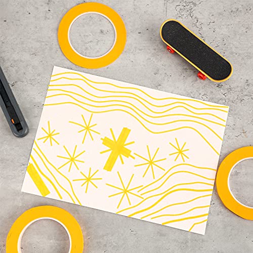 Epakh 4 Pack Masking Tape Pinstripe 1/16 1/8 1/4 1/2 Inch,Yellow,52 Yd - color: Yellow, size: 52 yd