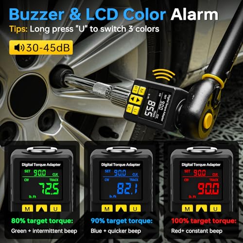 YIYEIE 1/2" Digital Torque Wrench Adapter, 7.5-150Ft-lb (±2% Accuracy) - size: 8-150 Ft-lb/10-200 Nm