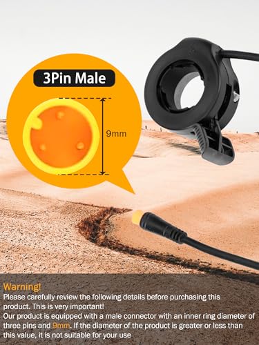 Thumb Throttle Ebike, Electric E Bike Throttle 3 Pin Male Connector