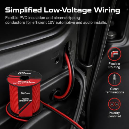 GS Power 12 Gauge Wire Automotive - 100ft CCA Primary 2 Spools - size: 12 Gauge-50 ft-Non-Bonded