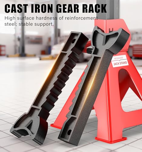 3 Ton (6000 lbs) Jack Stands, Heavy Duty Steel Car Jack Stands with Self-Locking Ratchet, Wide Base, Adjustable Height 11-1/2" to 16-3/4", for Sedans SUVs Light Trucks & Garage Repair, 1 Pair