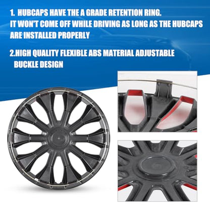 Winjet 16 inch Universal Hubcaps for Steel Wheel Rims Cover,Snap On Car Truck SUV Wheel Rim Covers,Steel ABS+PC Material Set of 4(16 inch,White Lacquer & Red Lacquer) - color: White Lacquer & Red Lacquer (5086-WR-16), size: 16 inch