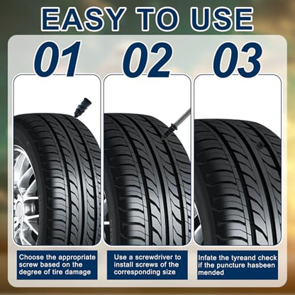 60 Pcs Tire Repair Rubber Nail, Tire Repair Nail Tire Repair Rubber Screws Fast Tool Self-Service Tire Repair Nail Vacuum Tire Repair Rubber Nail, Suitable for Car Motorcycle Jeep Tire Puncture Repair - color: 60 Pcs