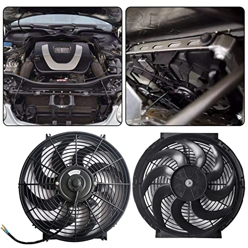 Mupera 14 Inch Electric Radiator Cooling Fan Push/Pull w/Mount Kit 2Pcs - size: Curved-2Pcs X14 inch