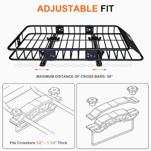 Roof Mount Cargo Carrier Basket & 20 Cu Ft. Waterproof Cargo Bag - size: 20 Cubic feet