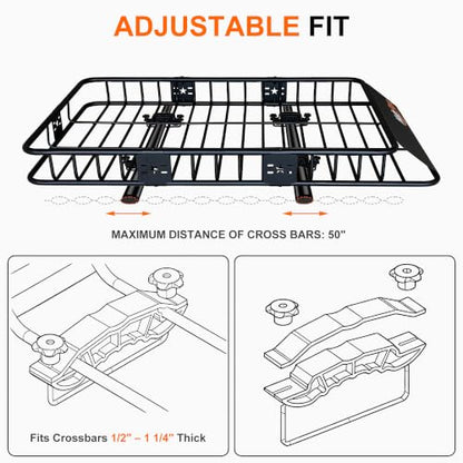 Roof Mount Cargo Carrier Basket & 20 Cu Ft. Waterproof Cargo Bag - size: 20 Cubic feet