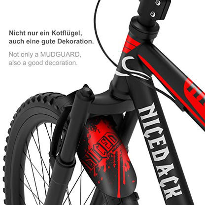 Mountain Bike Fenders, Fits 20-29 Inch MTB, 2-Piece Set - color: Red