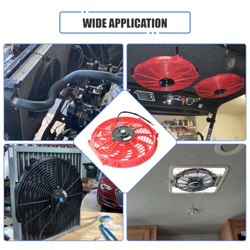 12" Electric Radiator Cooling Fan Assembly Kit 12V 80W，Red, 2 PCS - size: 12” -2PCS, style: Red