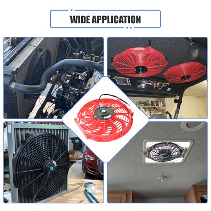 12" Electric Radiator Cooling Fan Assembly Kit 12V 80W，Red, 2 PCS - size: 12” -2PCS, style: Red