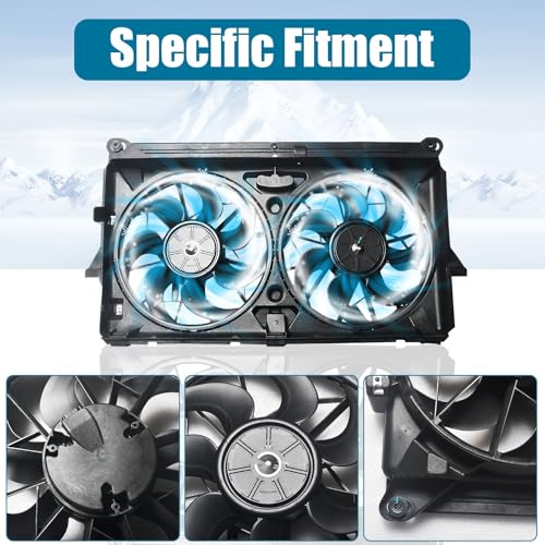Radiator Cooling Fan Assembly Replacement for 2007-2014 Yukon Tahoe Escalade Suburban Silverado Sierra 1500 Dual Fan 4.8L 5.3L 6.0L 6.2L Engine Cooling Fan #GM3115211