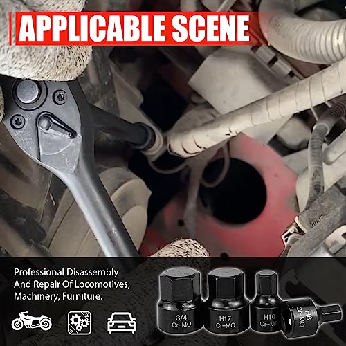 C&T 16 Piece 3/8-Inch Drive Low Profile Impact Hex Driver Set, SAE & Metric