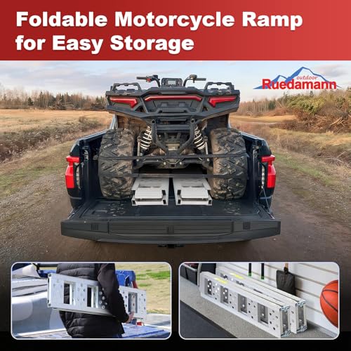 Ruedamann 6FT Folding Aluminum Truck Ramp, 880 lbs Capacity, 8" Wide - size: 2PCS
