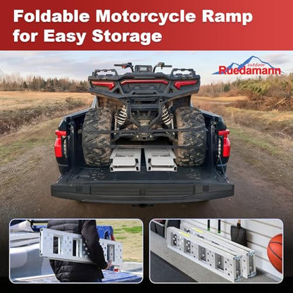 Ruedamann 6FT Folding Aluminum Truck Ramp, 880 lbs Capacity, 8" Wide - size: 2PCS
