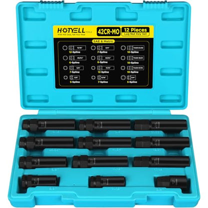 5/6/7/10/12 Spline Lug Nut Socket Set, 12 Pcs Locking Lug Nut Key