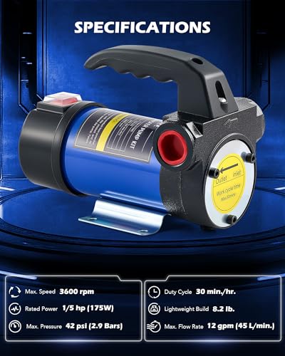 OMT Diesel Transfer Pump, 12V Fuel Transfer Pump with Nozzle Hoses - color: 12GPM Diesel Pump Kit