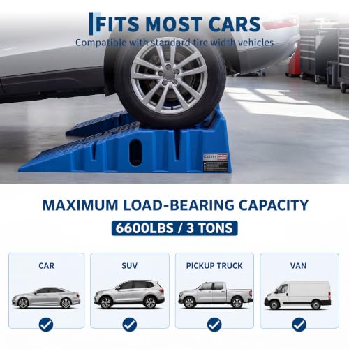 Garvee 2 Pack Low Profile Car Service Ramps, 3.5 t Heavy Vehicle Lift Ramps - color: Blue, size: 3.5 T