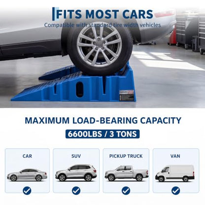 Garvee 2 Pack Low Profile Car Service Ramps, 3.5 t Heavy Vehicle Lift Ramps - color: Blue, size: 3.5 T