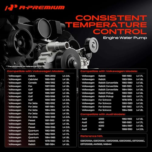 A-Premium Engine Water Pump Compatible with Volkswagen, Audi
