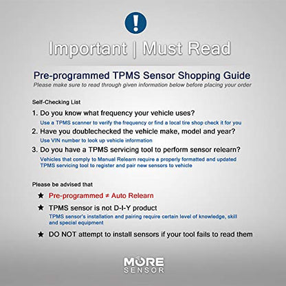 MORESENSOR Compact PRO Series 433MHz TPMS Tire Pressure Sensor 4-Pack | Preprogrammed for Select 20+ Japanese Brand Models | Replacement for 42753-T6N-A01 | Clamp-in | KX-S158-4
