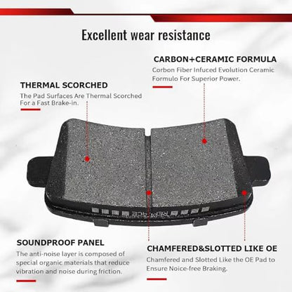 SIPAUTEC-Ceramic Disc Brake Pads 4-Wheel Set Replacement For 2016 2017 2018 2019 2020 2021 2022 Honda HR-V (Front+Rear) - style: gecx-77e