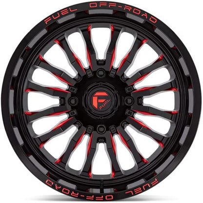 Fuel UTV D822 Arc 20x7 4x156 +13mm Black/Red Wheel Rim 20" Inch