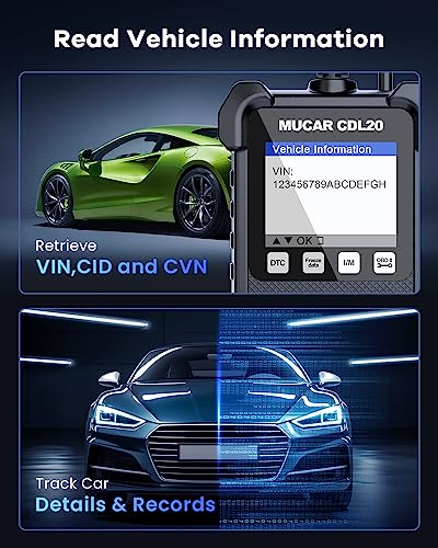 MUCAR CDL20 Universal OBD2 Scanner, Check Engine Car Code Reader with Full OBD2 Functions, Vehicle Info/MIL/EVAP/Freeze Frame/DTC Library, Diagnostic Scan Tool for All OBD II & EOBD Cars After 1996