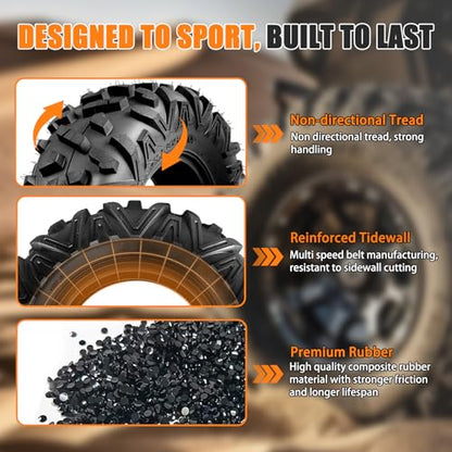 TRIPOWER ATV UTV Tires 25x8-12 & 25x10-12 All Terrain Trail Sand Mud Off-Road Tires, 6 Ply Tubeless Full Set of 4 - size: 25x8-12 & 25x10-12 AT35