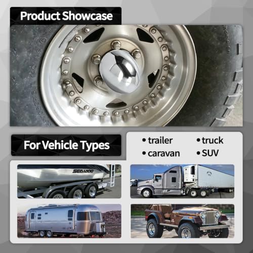 4Pcs 4.25" OD 4.72" H Pointed Top Trailer Wheel Center Caps for Rim - color: Chrome, size: 4.25" OD 4.72" H