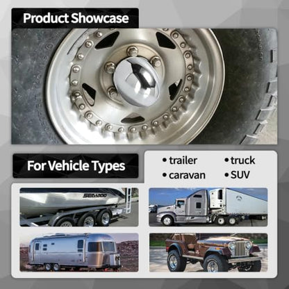 2Pcs 4.25" OD 4.72" H Pointed Top Trailer Wheel Center Caps for Rim - color: Chrome, size: 4.25" OD 4.72" H