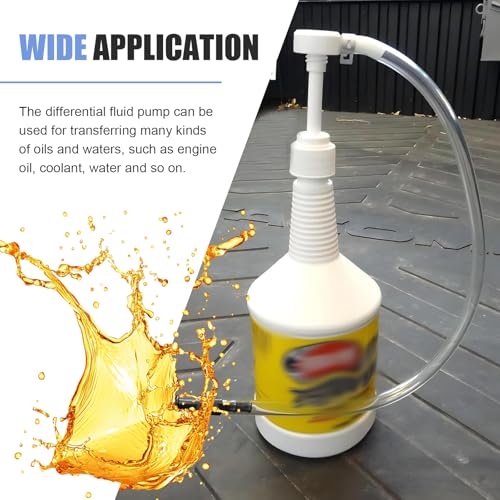 Transmission Fluid Pump Kit, Hand Press Fluid Transfer Pump for Car Brake Fluid Change, Lower Unit Gear Oil Pump for Standard Quart Bottles with 3/8 inch Swivel, 8mm 10mm Adapters (White)