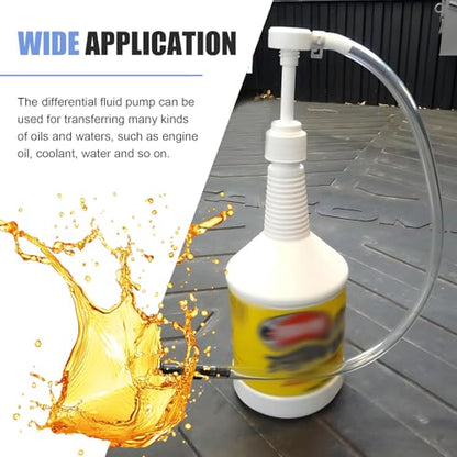 Transmission Fluid Pump Kit, Hand Press Fluid Transfer Pump for Car Brake Fluid Change, Lower Unit Gear Oil Pump for Standard Quart Bottles with 3/8 inch Swivel, 8mm 10mm Adapters (White)