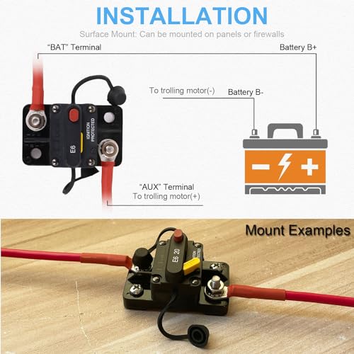 E6 10A Circuit Breaker w/Manual Reset Mid Range Mini Fuse DC 12-32V - color: Surface Mount, size: 10A