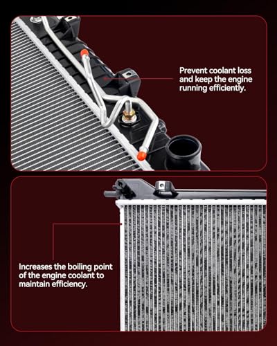 CU1290 Assembly Aluminum Core radiator Compatible with 1992-2000 Civic, 1993-1995 Civic del Sol 1.6L, 1993-1995 Civic del Sol 1.5L, 1996-1997 Civic del Sol - style: CU1290