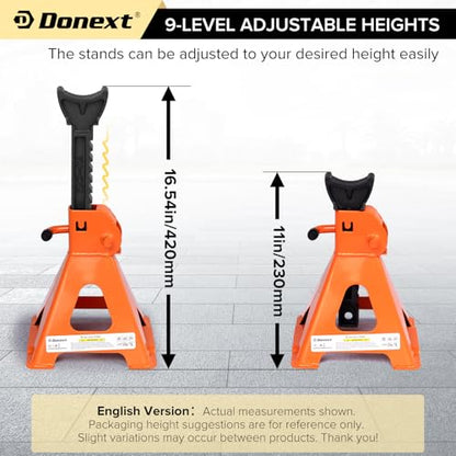 Jack Stands 3 Ton (6,500 lb) Capacity Steel, 1 Pair Orange Lifting Stand Adjustable Jack Stands - color: Orange