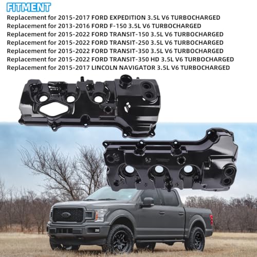 Left & Right Aluminum Engine Valve Covers w/Gasket Replacement for Ford F-150 3.5L V6 2013-2016 Expedition Transit-150 250 350 Replace# DL3Z6582C DL3Z-6582-C BL3Z6582H BL3Z-6582-H Vahaha