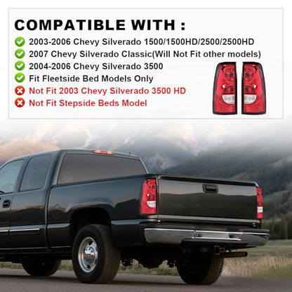 G-PLUS LED DRL Headlights & Tail Lights Fit Chevy Silverado 1500 2003-2006 - color: Clear Lens Chrome Housing Amber Reflector & Red, size: C LED