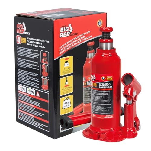 BIG RED 4 Ton (8,000 LBs) Capacity Hydraulic Welded Bottle Jack, TAM90403B - size: 4 Ton (8,000 LBs), style: Welded Bottle Jack