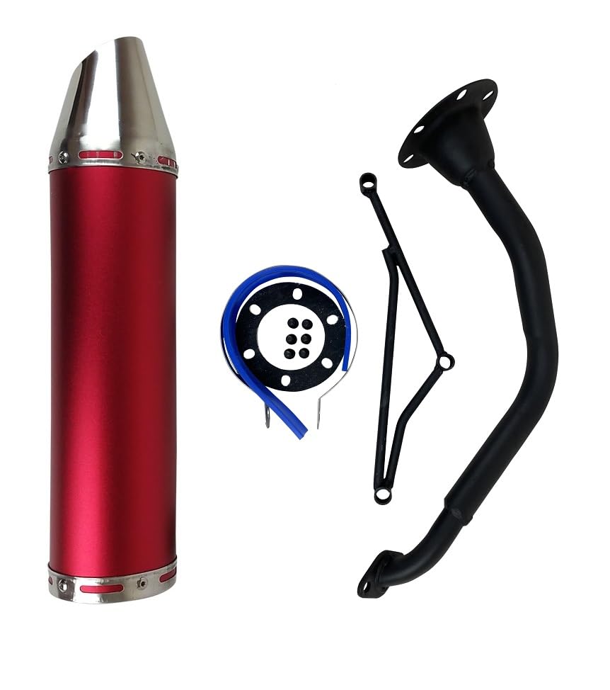 RedCap High Performance Muffler Exhaust System for 125cc 150cc GY6 Scooter Moped TaoTao Kymco Vitacci Benelli Beast 150 Upgrade for 152QMJ 157QMJ Engines (Red)