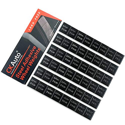 CKAuto 1/4oz, 0.25oz, Black Steel Adhesive Stick-On Wheel Weights, 12oz Box - color: Black, size: 48PCS