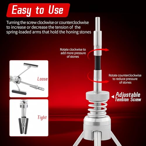 Cylinder Hone Tool, Adjustable for 2"-7", with Extra 3PC 3" Stones - size: 3pc 3"