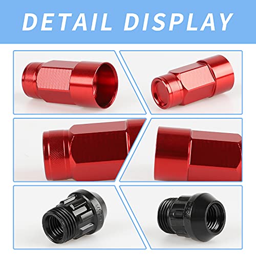 20PCS Closed End Lug Nuts M12X1.5 Wheel Rims Lug Nuts +Socket (Red) - color: Red
