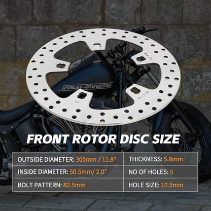 TOFR 11.8" Front Rear Brake Rotors with Pads Bolt for Harley Touring 14-21 - color: Polished