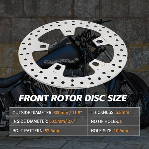 TOFR 11.8" Front Rear Brake Rotors with Pads for Harley Touring 2014-2023 - color: Polished