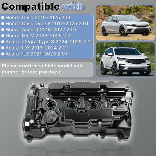 123105BAA01 Engine Valve Cover with Gasket Compatible with Honda Acura 2.0L